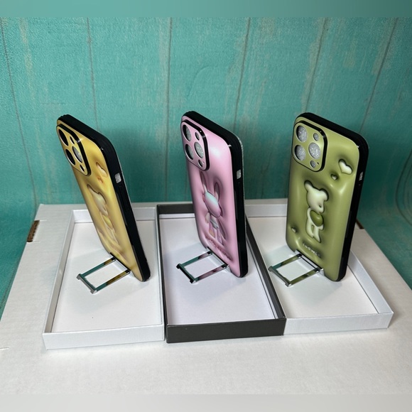 iPhone 14 pro max 3D picture case with hiding stand pink/green - Picture 2 of 6